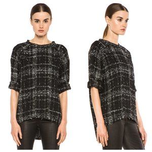 IRO Black and White Plaid Tunic Top